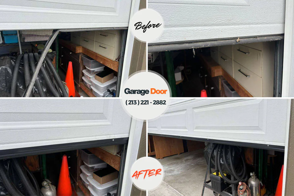 Before and after: garage door repair Perry Heights, OH